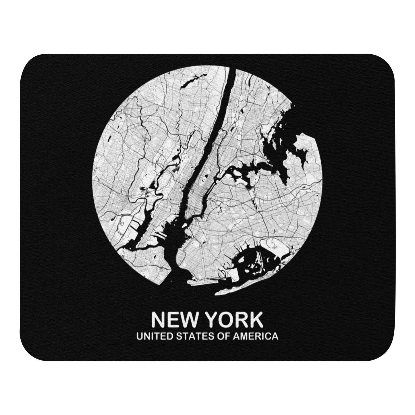 New York Circular White Map Mouse Pad