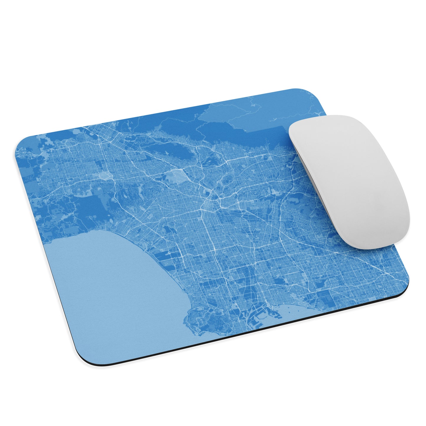 Los Angeles Blue and White Map Mouse Pad