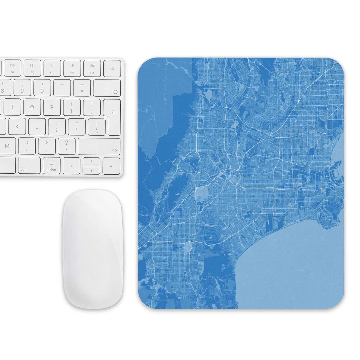 Los Angeles Blue and White Map Mouse Pad