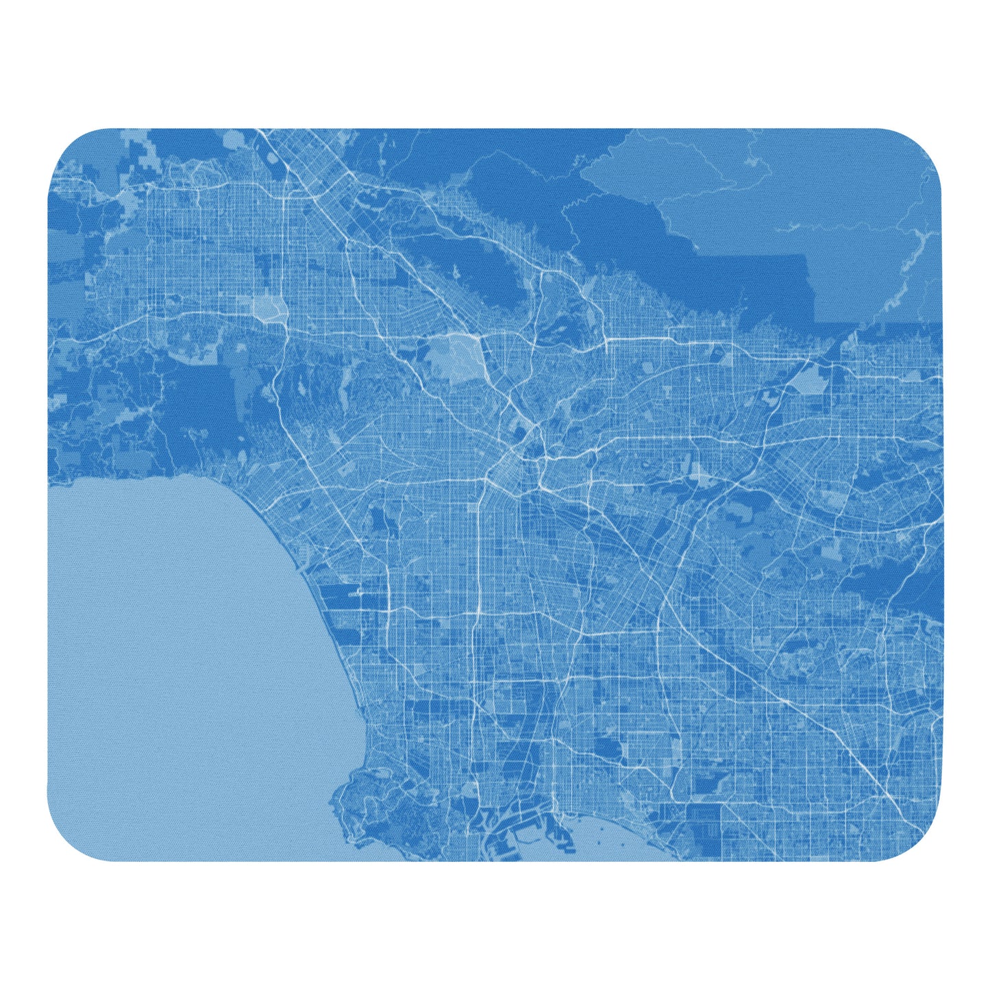 Los Angeles Blue and White Map Mouse Pad