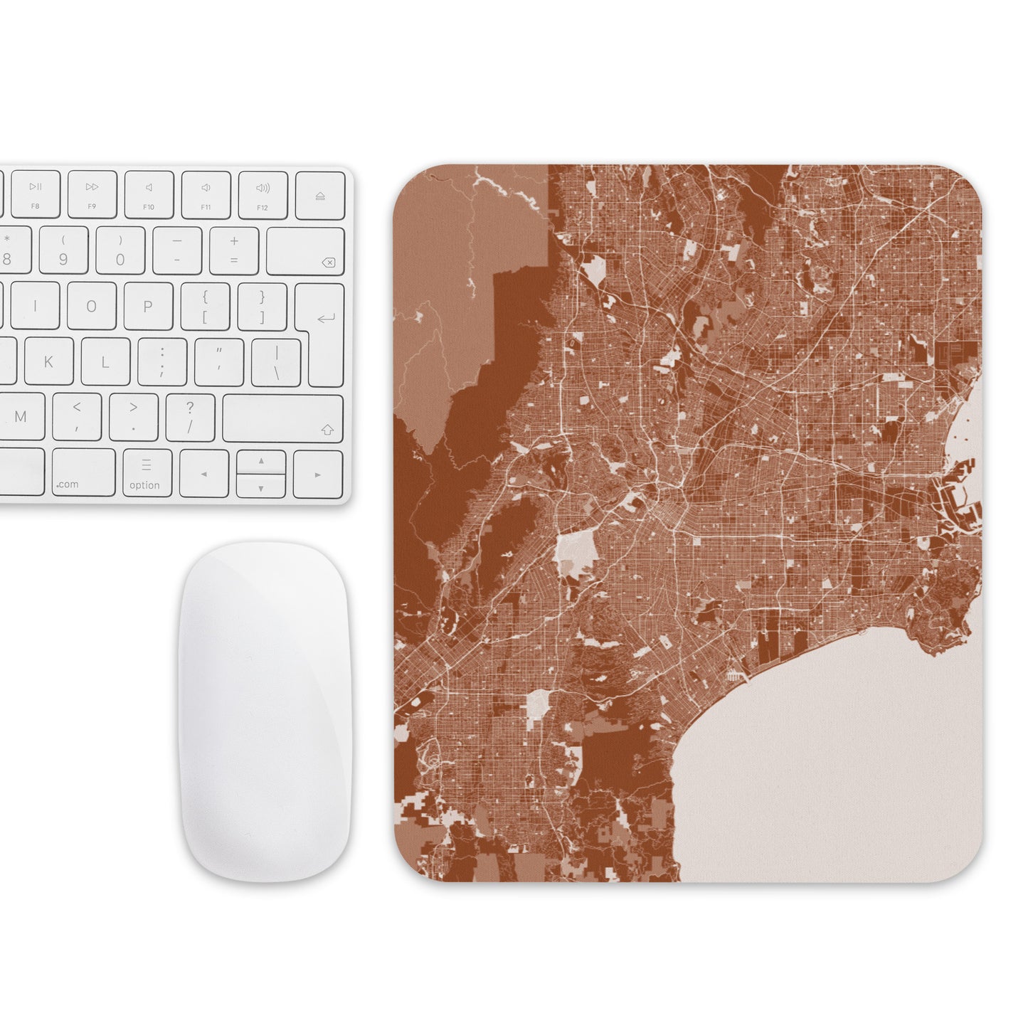 Los Angeles Brown and White Map Mouse Pad