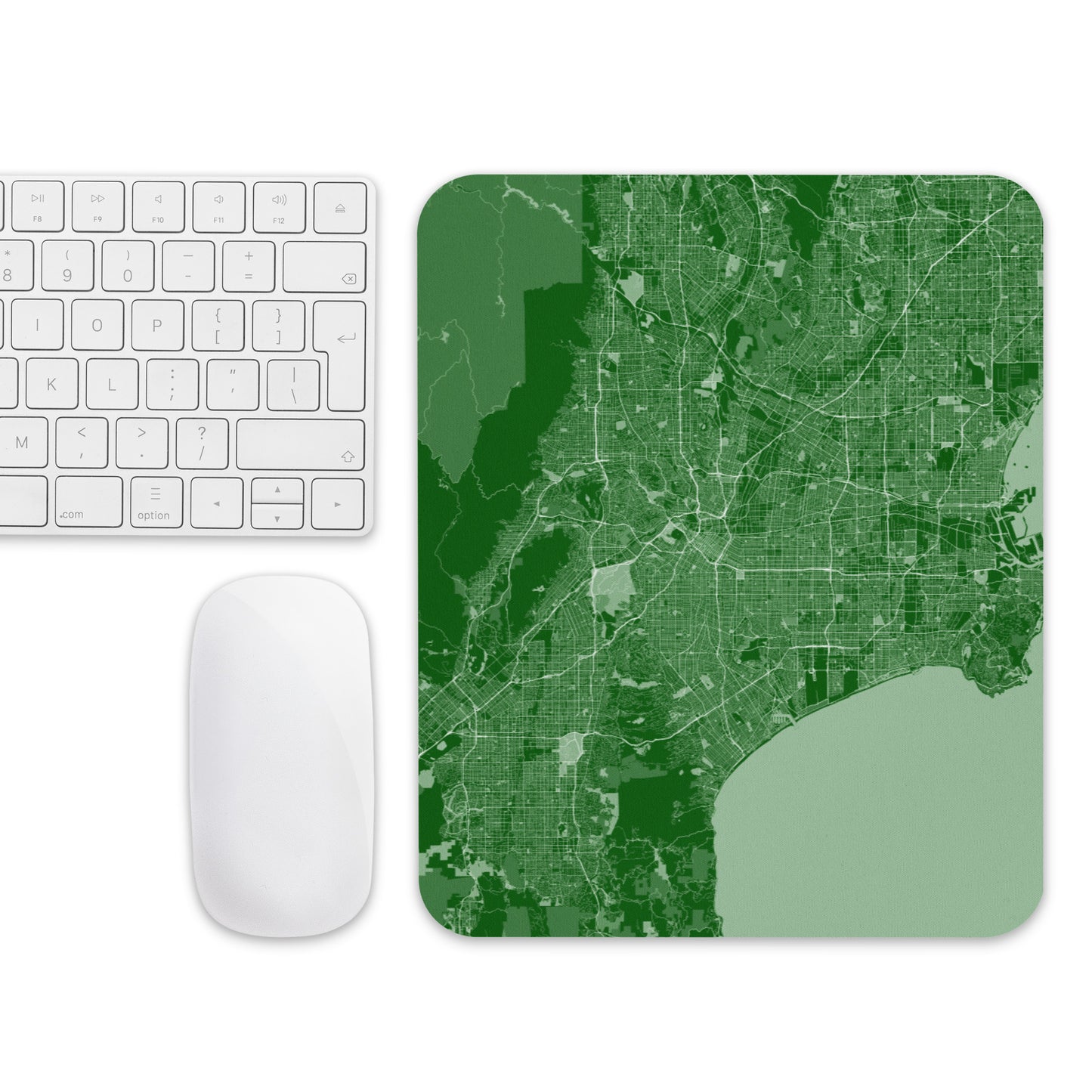 Los Angeles Green and White Map Mouse Pad