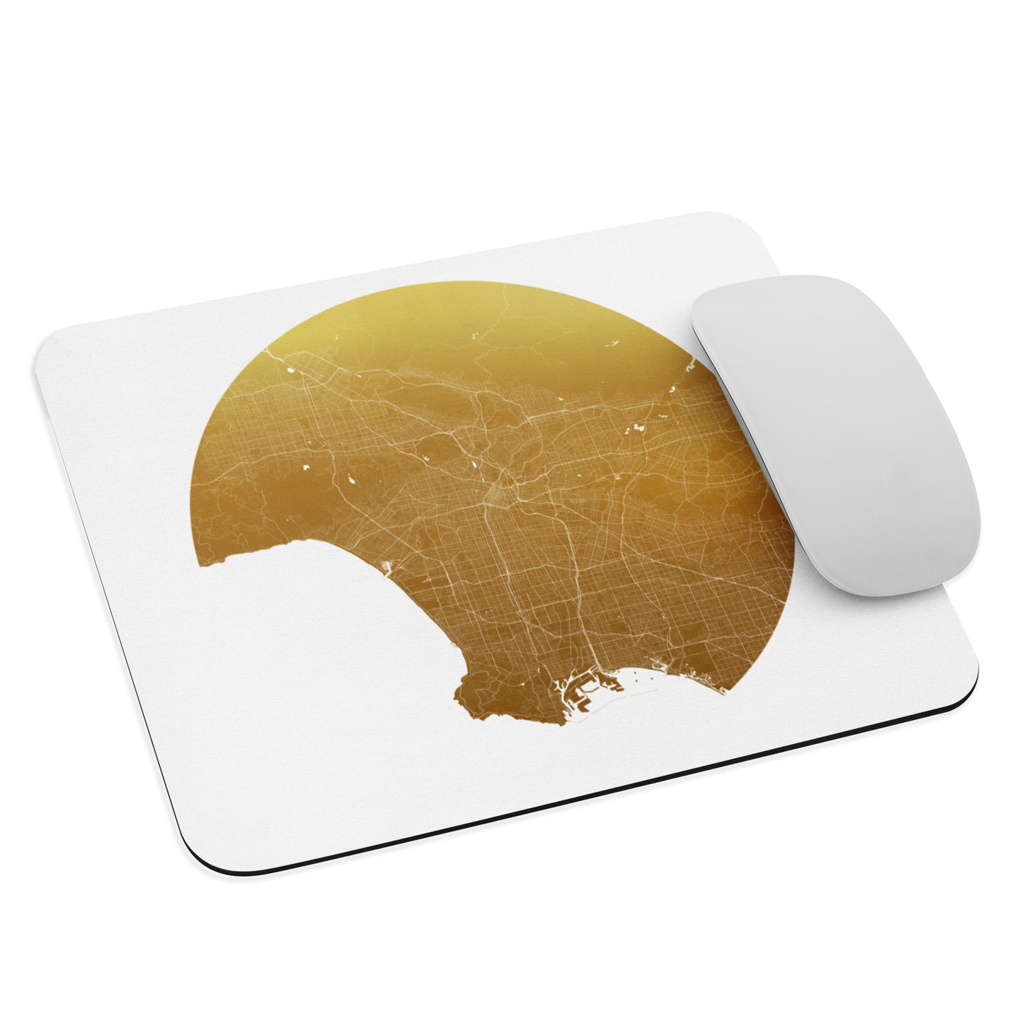 Los Angeles Gold on White Map Mouse Pad