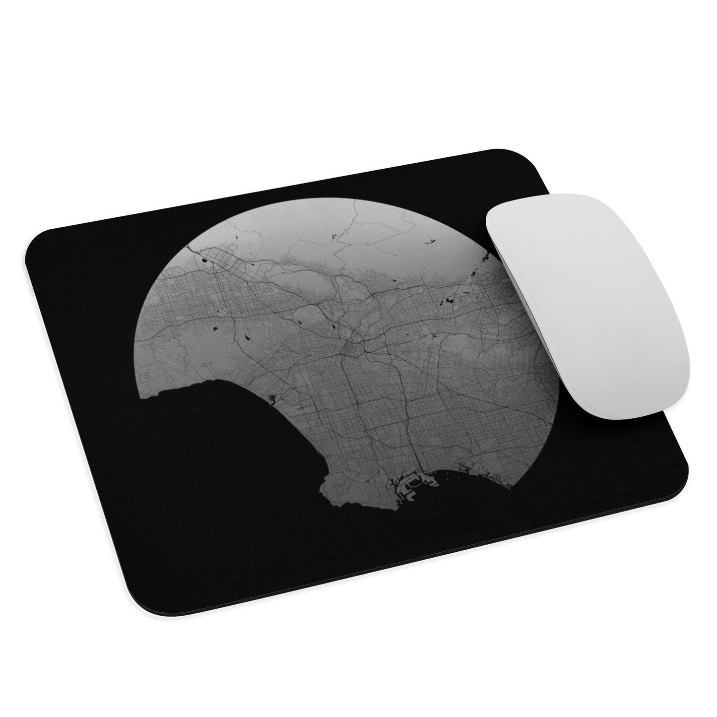 Los Angeles Silver on Black Map Mouse Pad