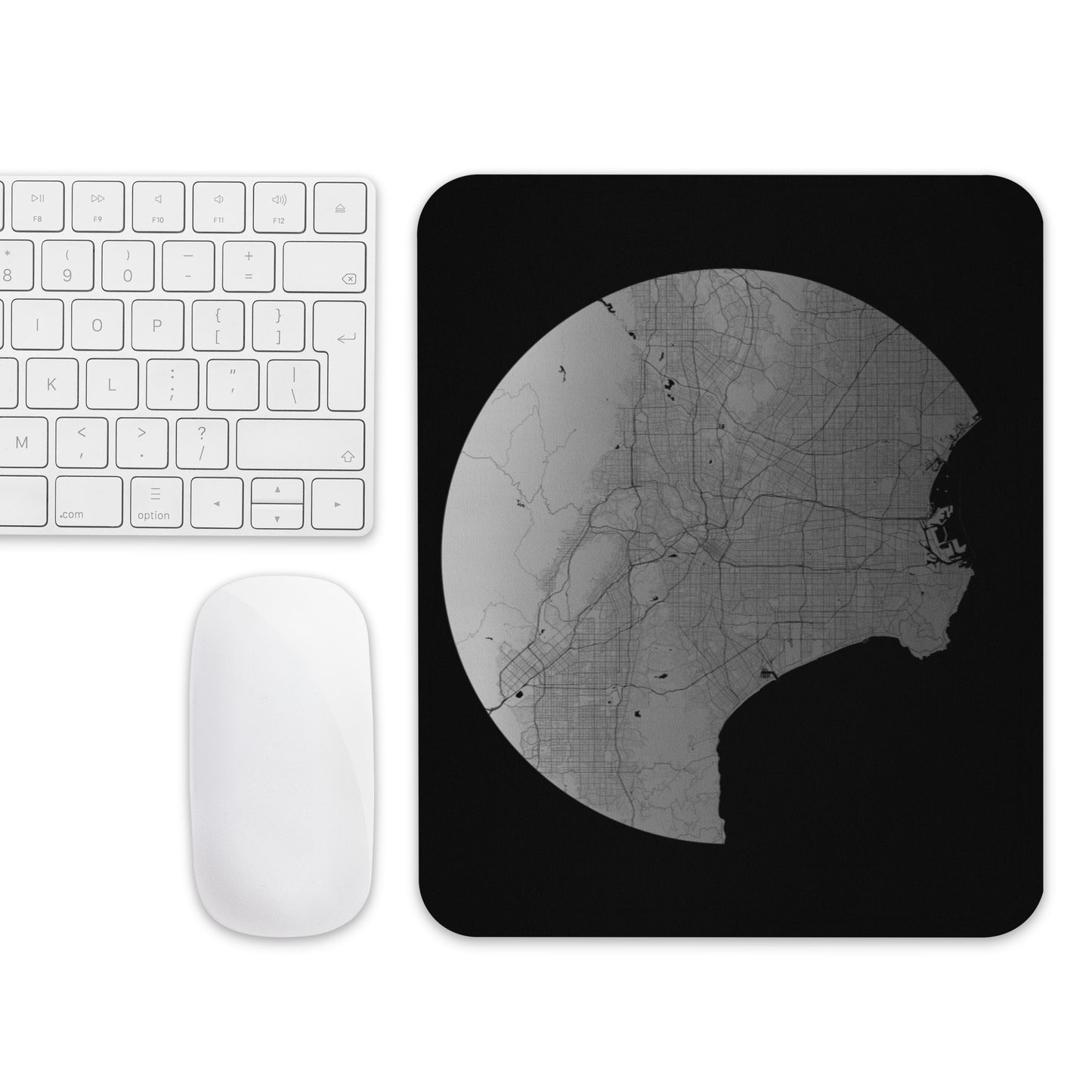 Los Angeles Silver on Black Map Mouse Pad