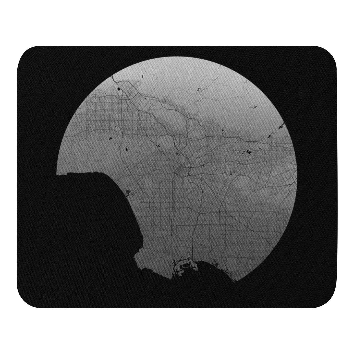 Los Angeles Silver on Black Map Mouse Pad