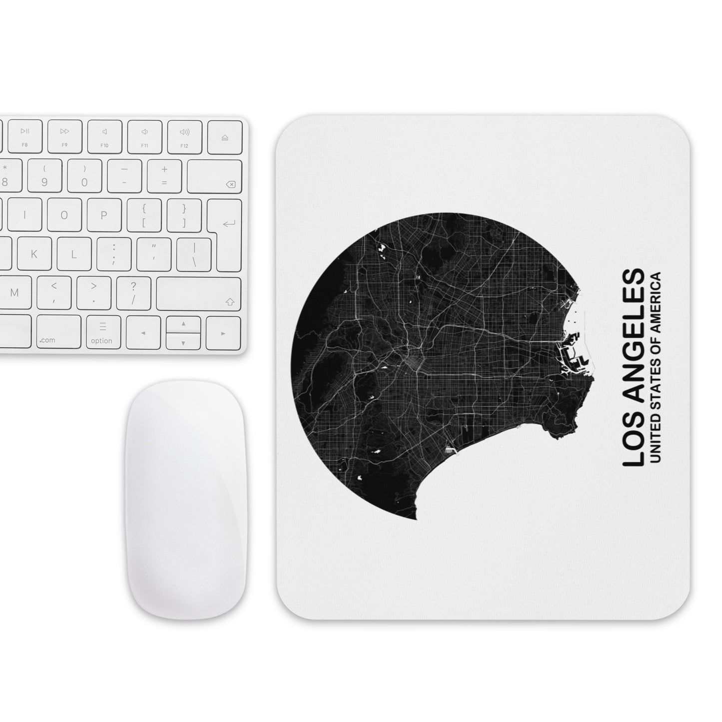 Los Angeles Circular Black Map Mouse Pad