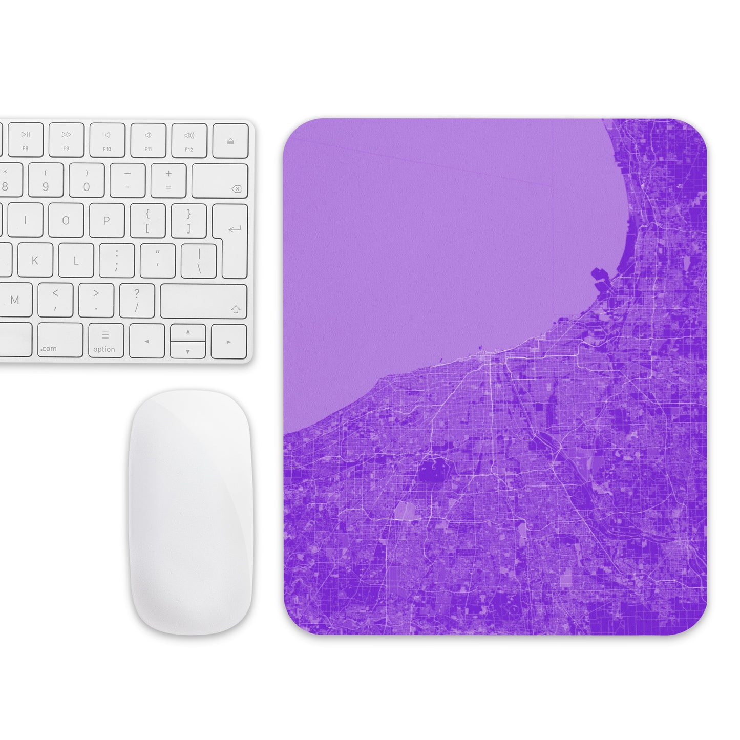 Chicago Purple and White Map Mouse Pad