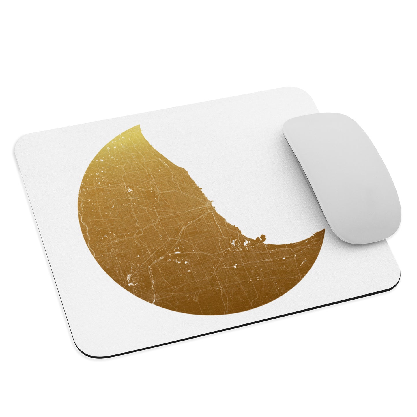 Chicago Gold on White Map Mouse Pad