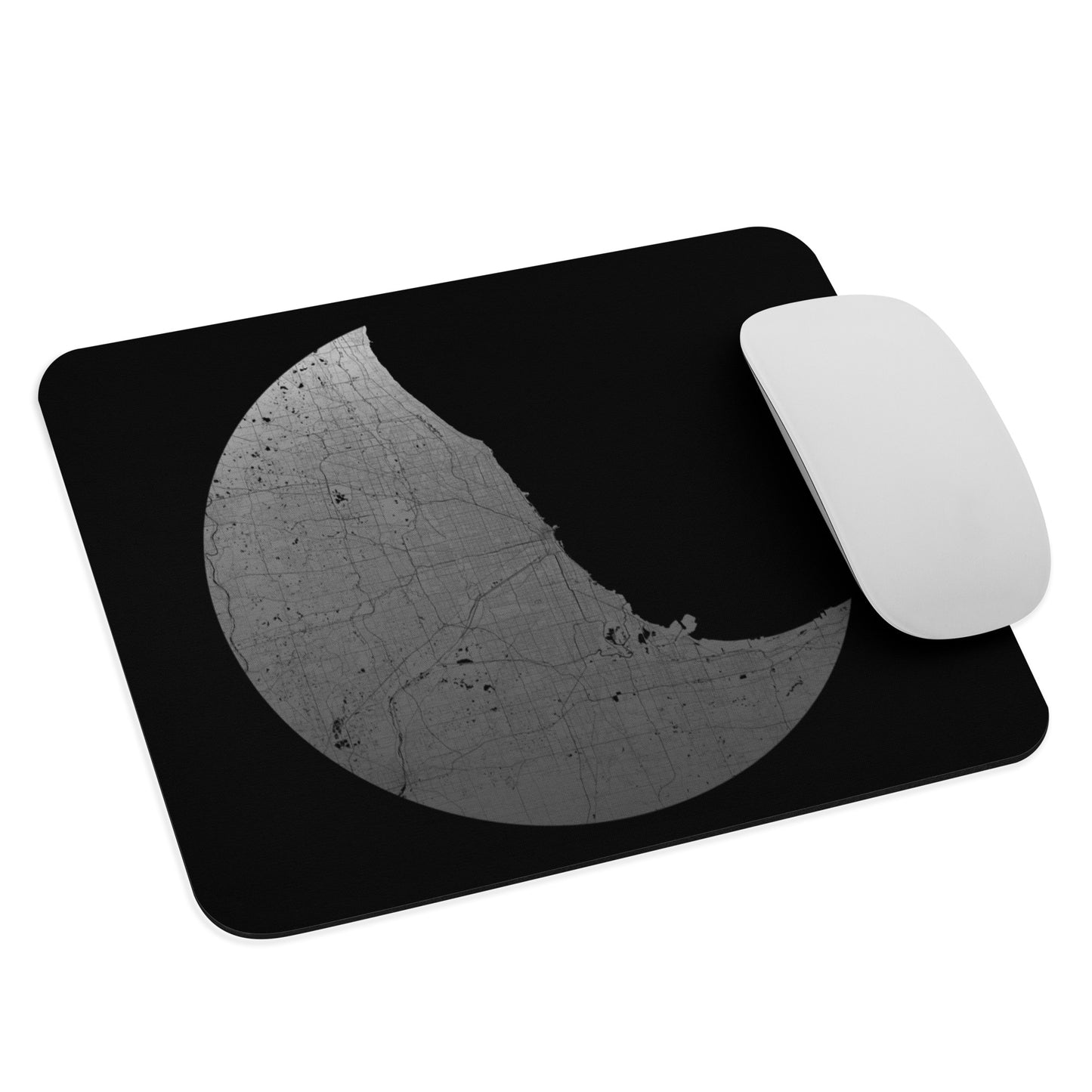 Chicago Silver on Black Map Mouse Pad