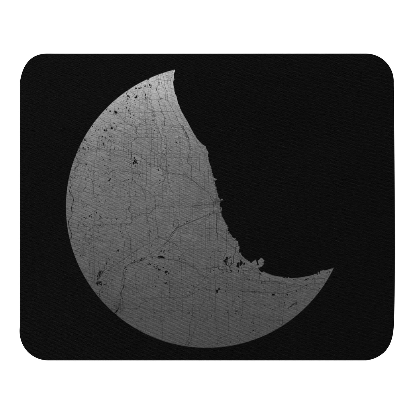 Chicago Silver on Black Map Mouse Pad