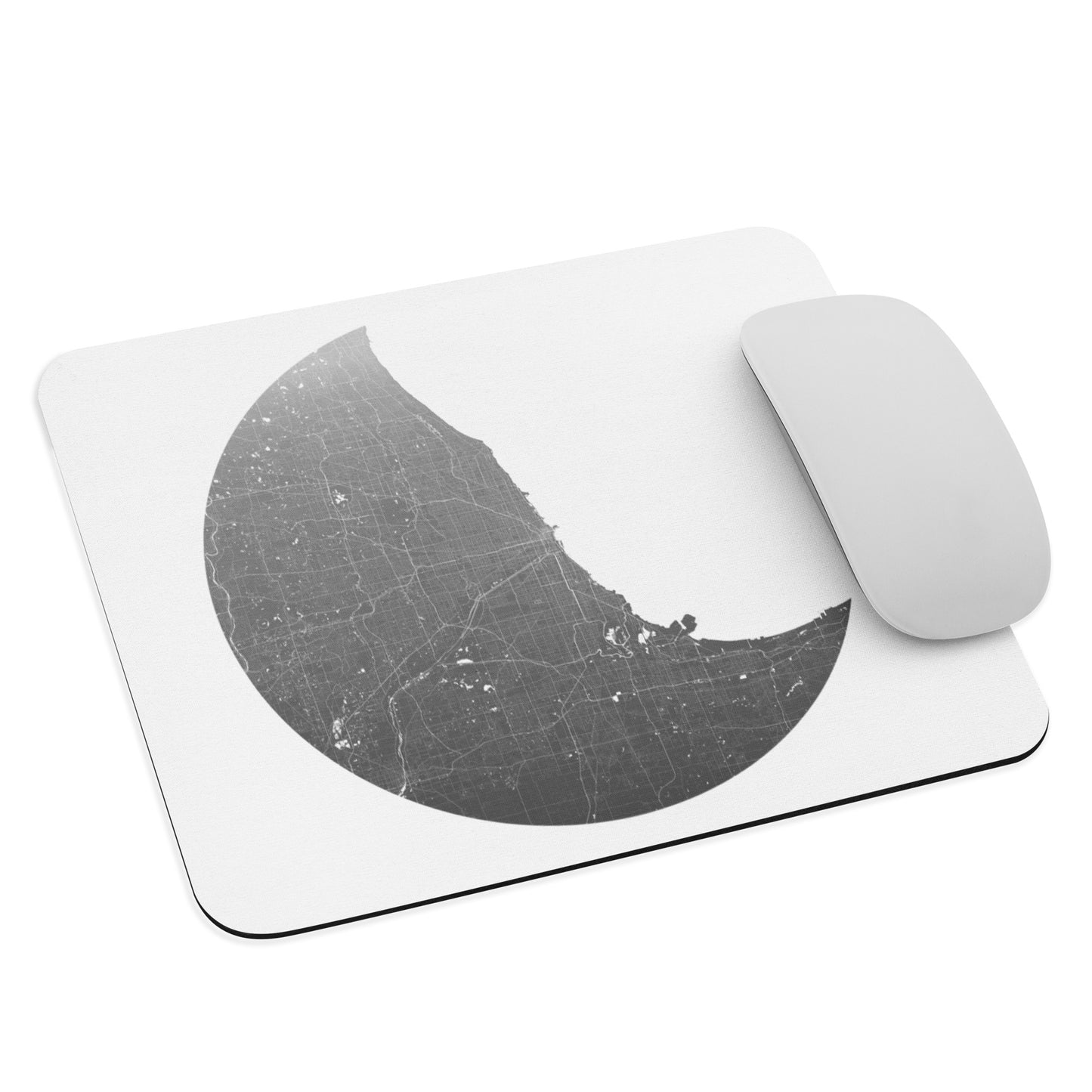 Chicago Silver on White Map Mouse Pad