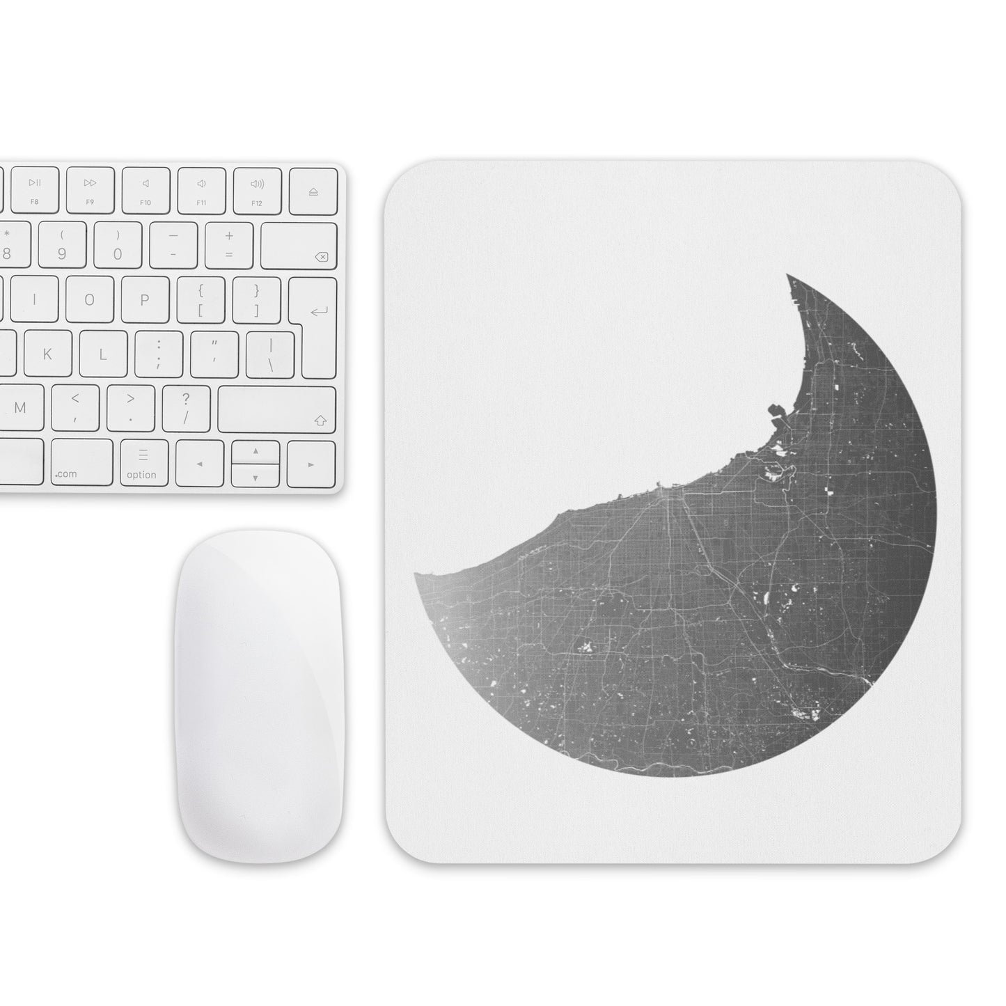 Chicago Silver on White Map Mouse Pad