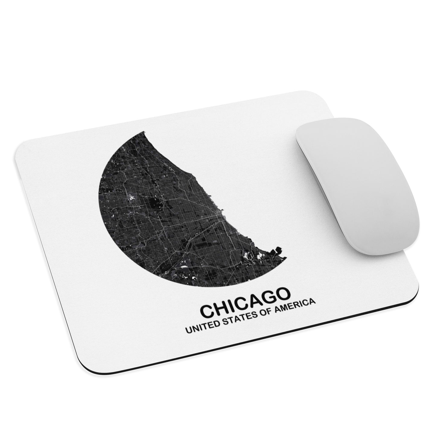 Chicago Circular Black Map Mouse Pad