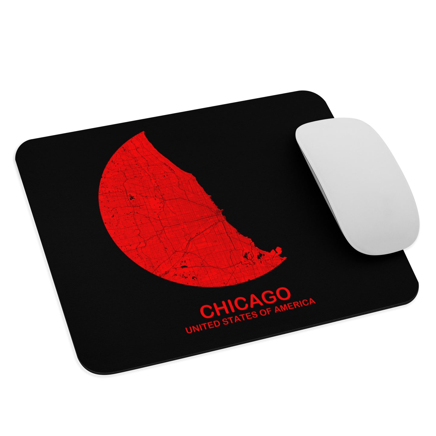 Chicago Circular Red Map Mouse Pad