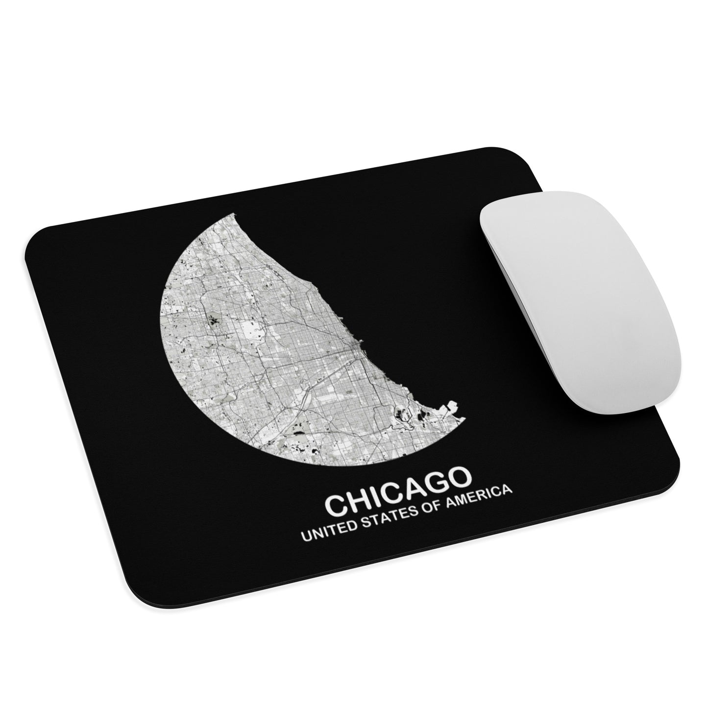 Chicago Circular White Map Mouse Pad