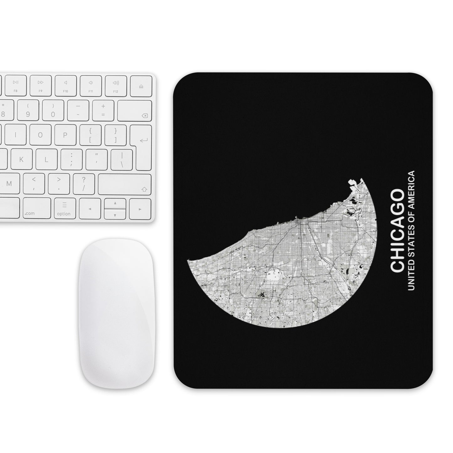 Chicago Circular White Map Mouse Pad