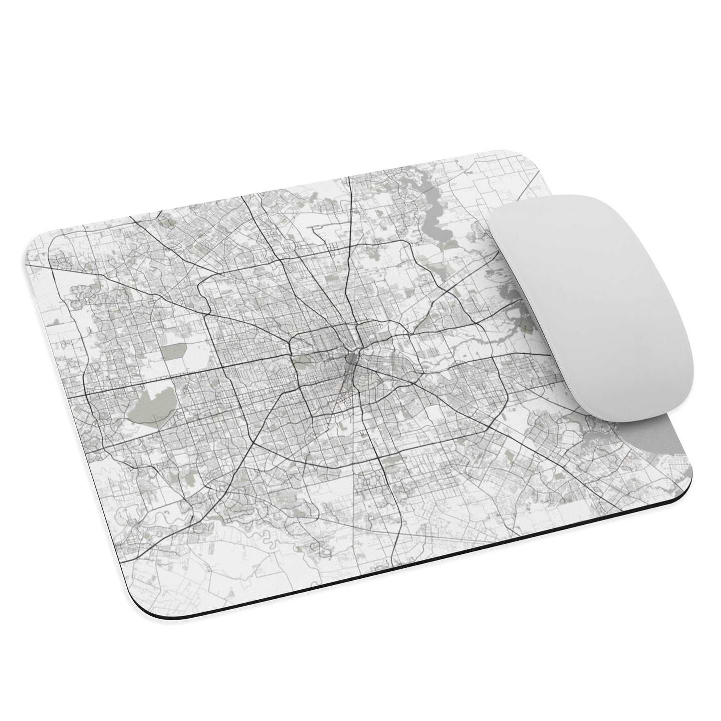 Houston White Map Mouse Pad