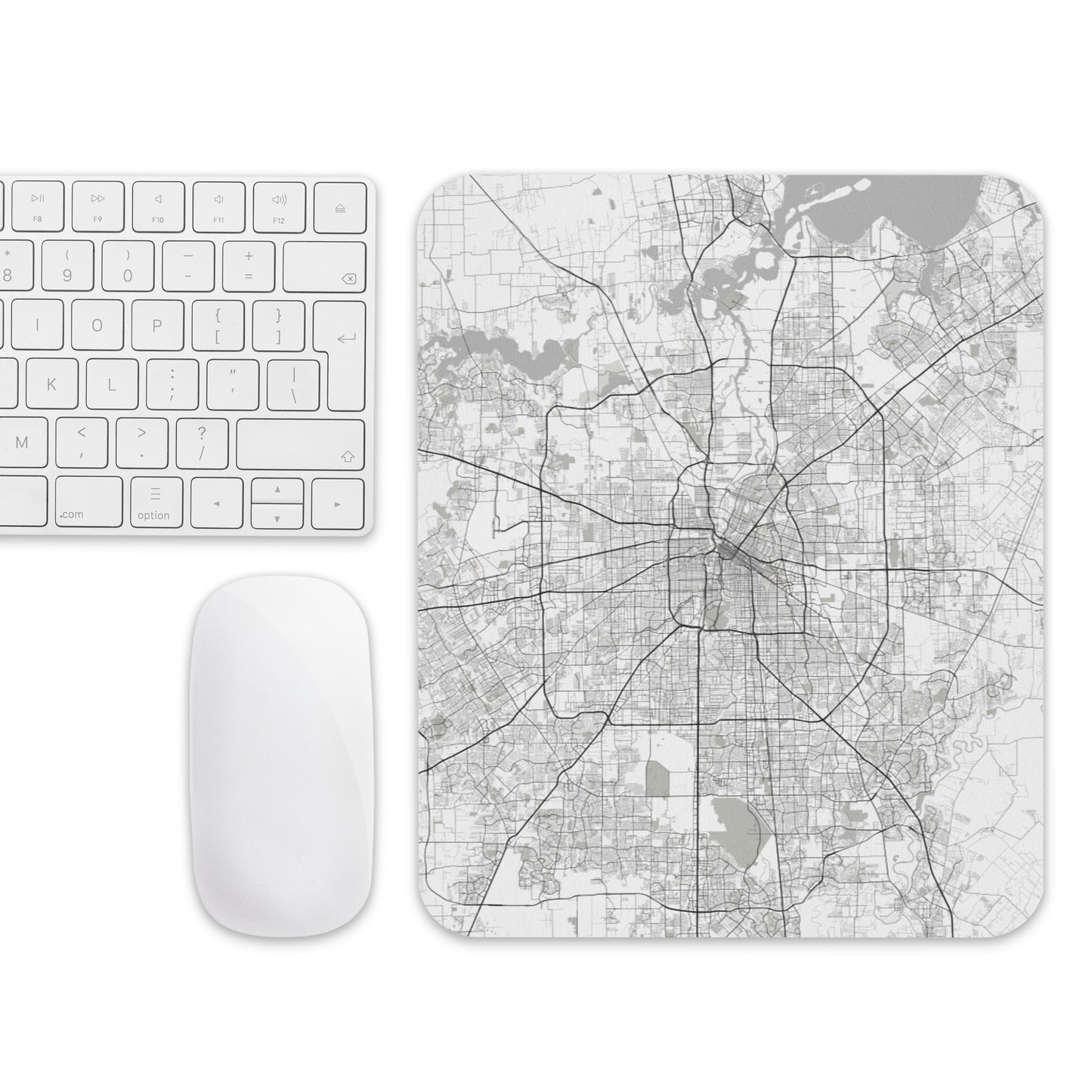 Houston White Map Mouse Pad