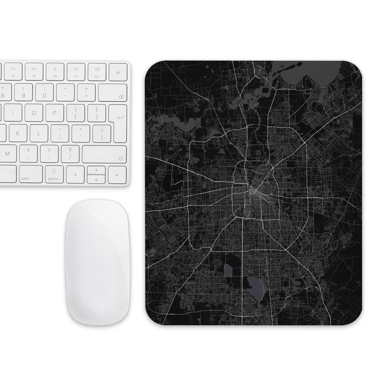 Houston Black Map Mouse Pad