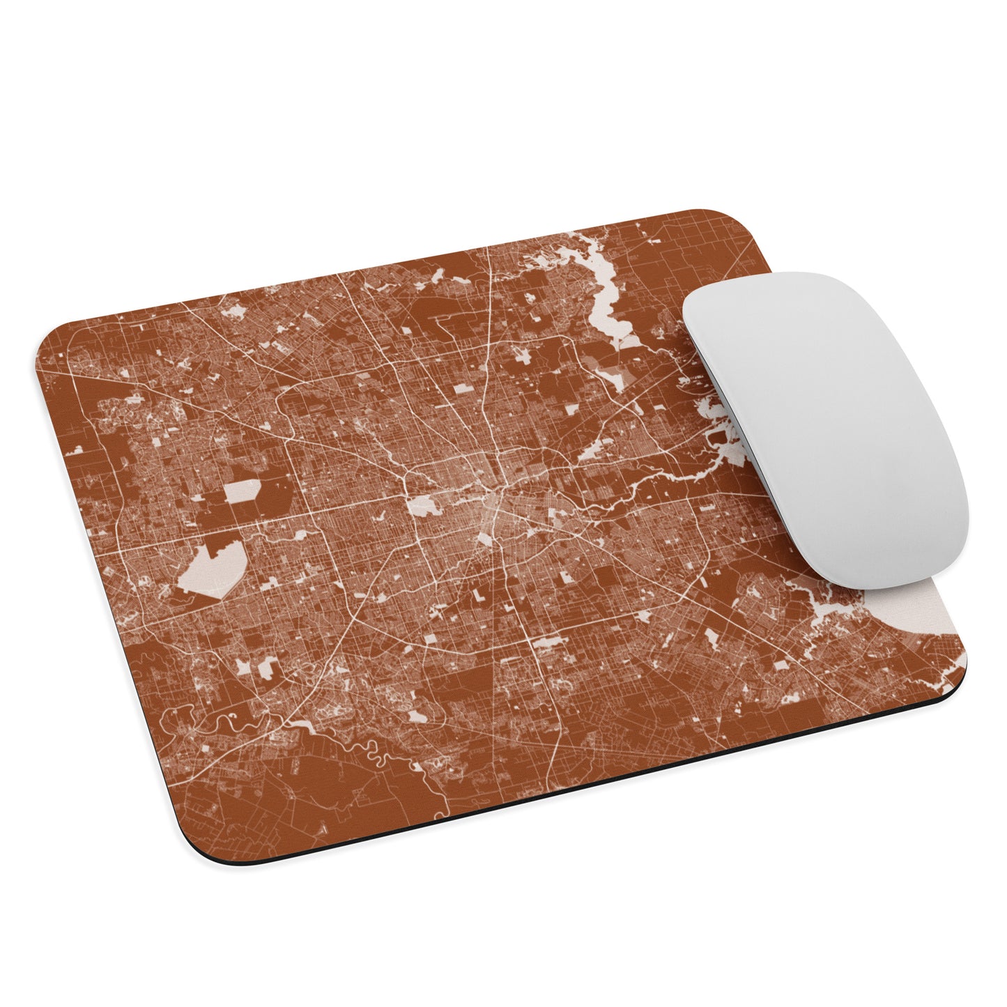 Houston Brown and White Map Mouse Pad