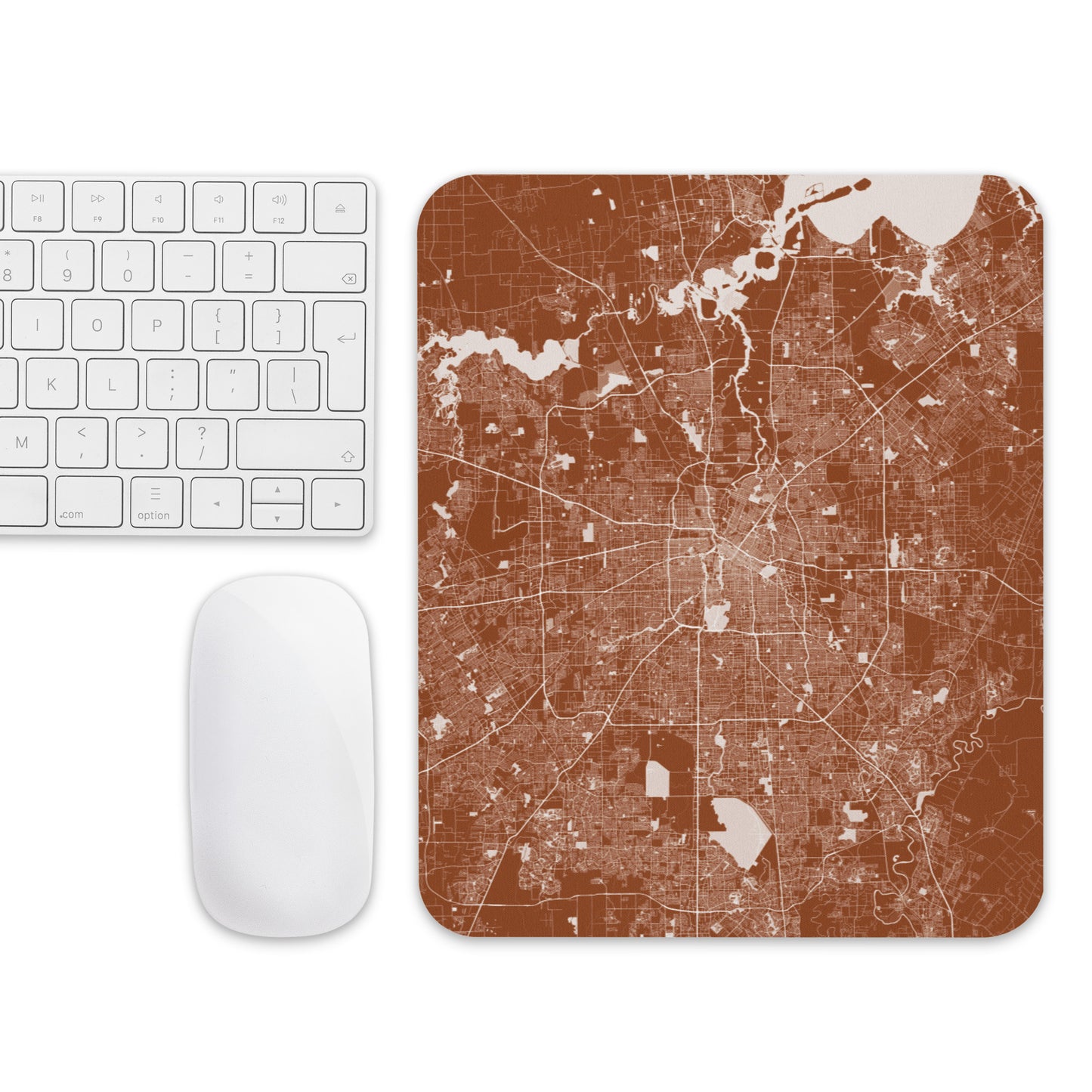 Houston Brown and White Map Mouse Pad