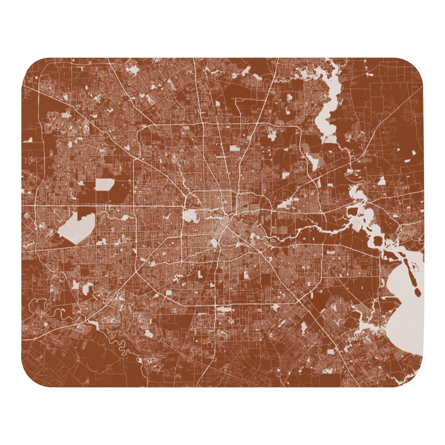 Houston Brown and White Map Mouse Pad