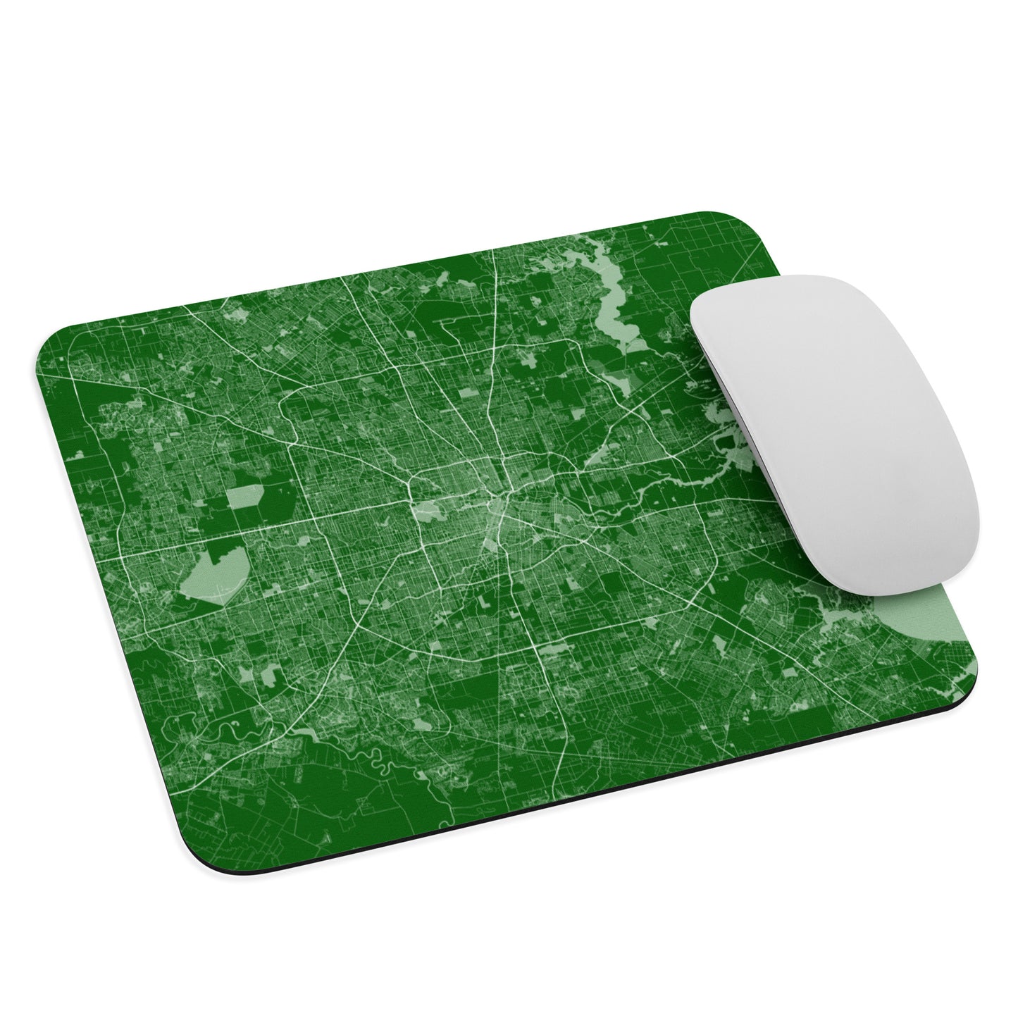 Houston Green and White Map Mouse Pad