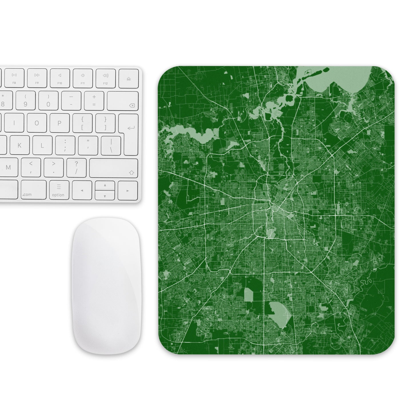 Houston Green and White Map Mouse Pad