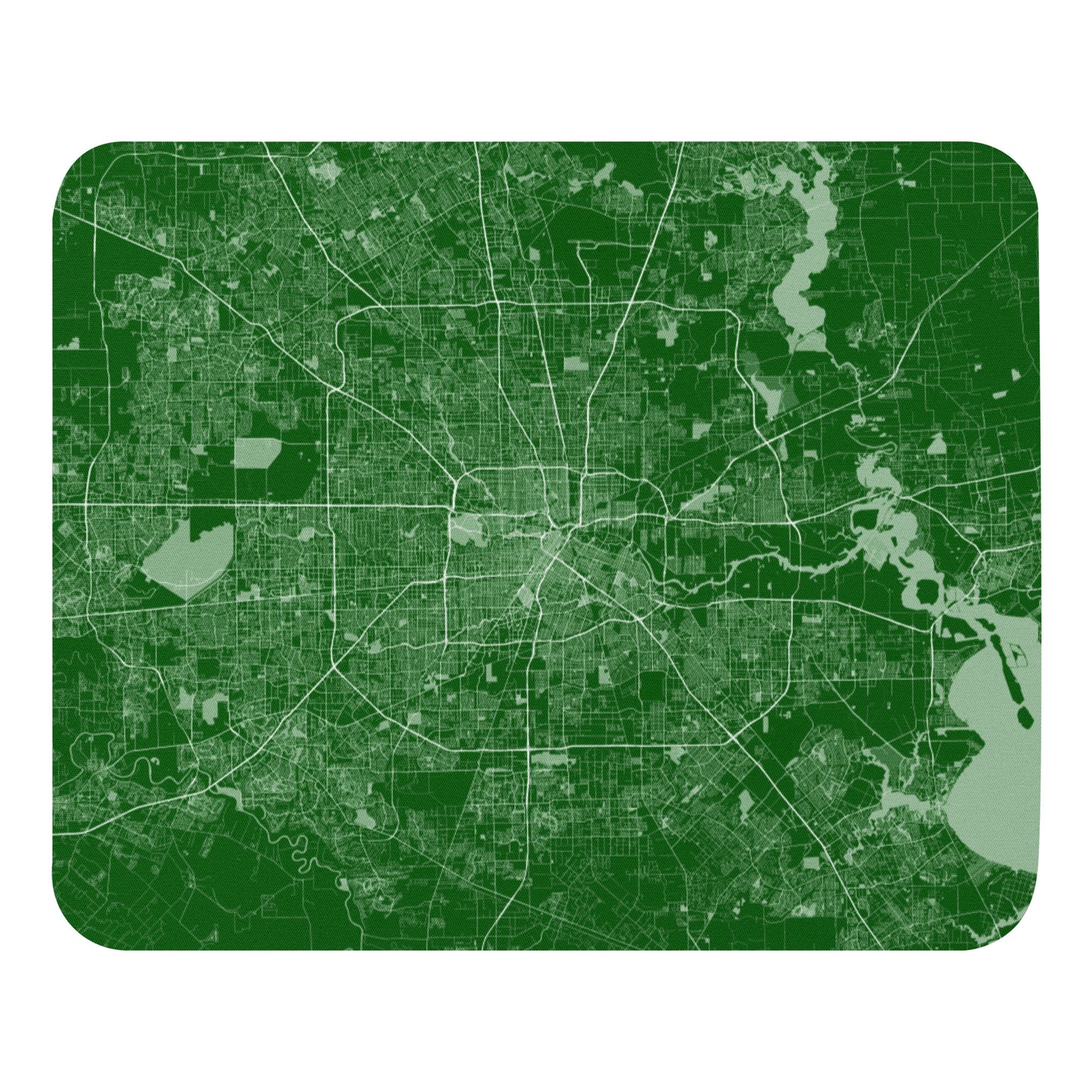 Houston Green and White Map Mouse Pad