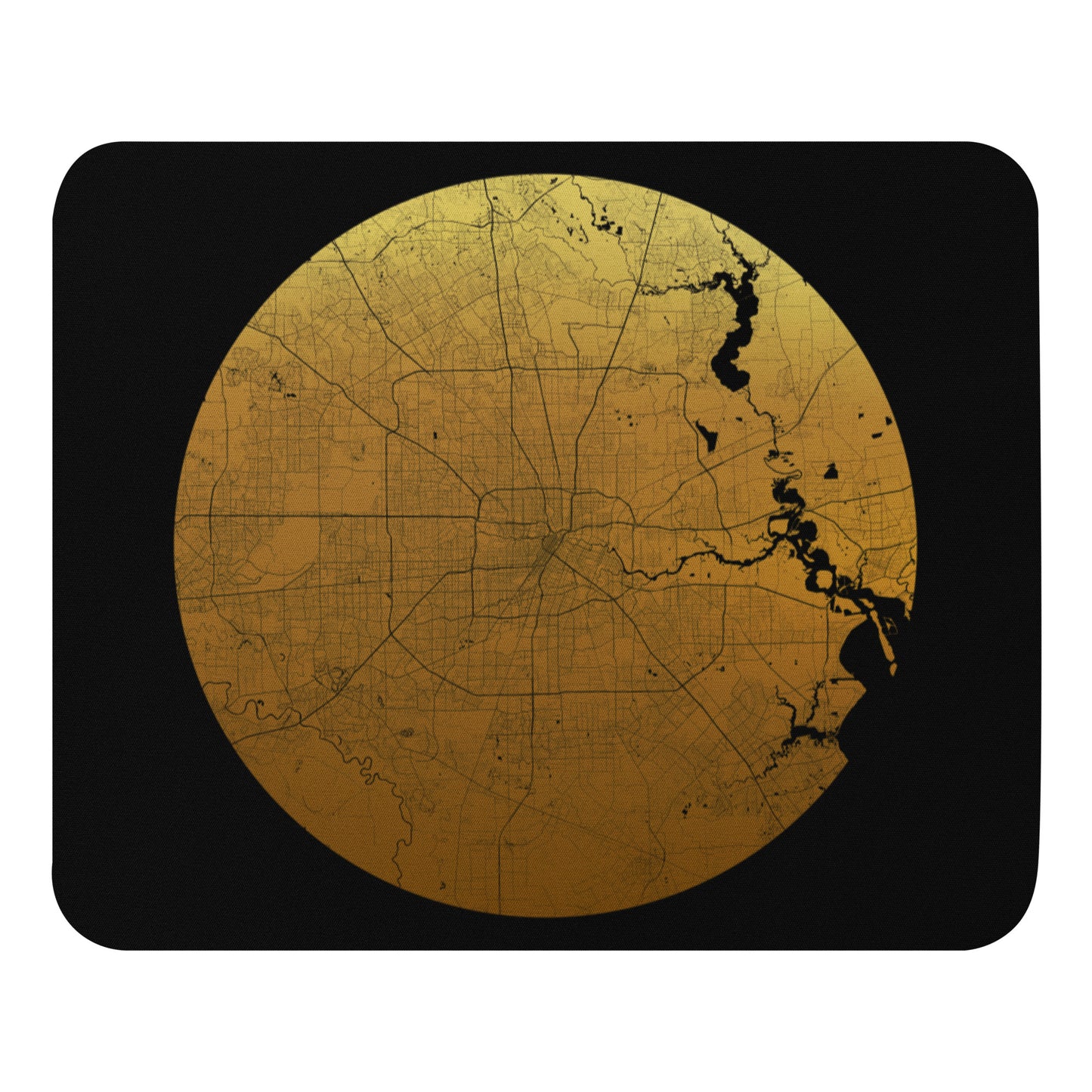 Houston Gold on Black Map Mouse Pad