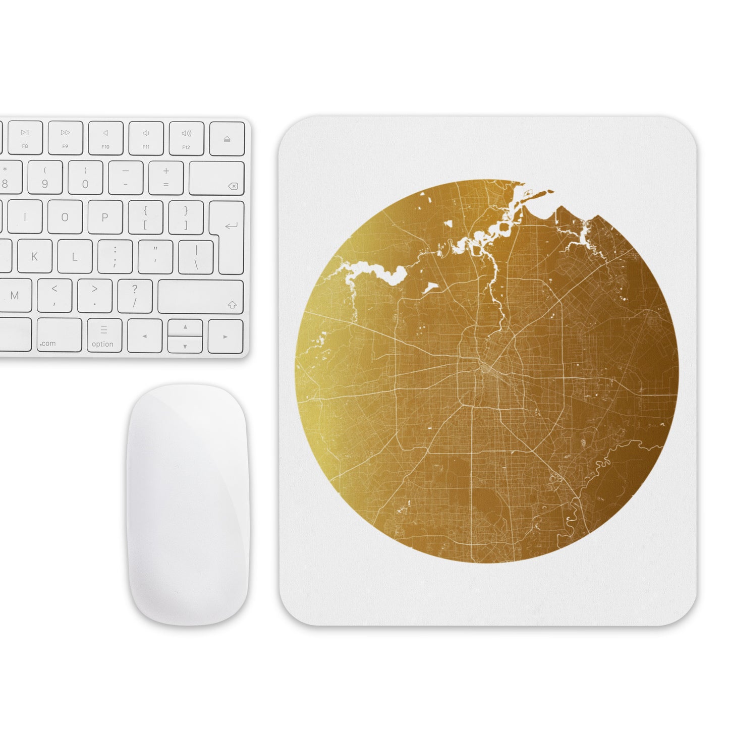 Houston Gold on White Map Mouse Pad