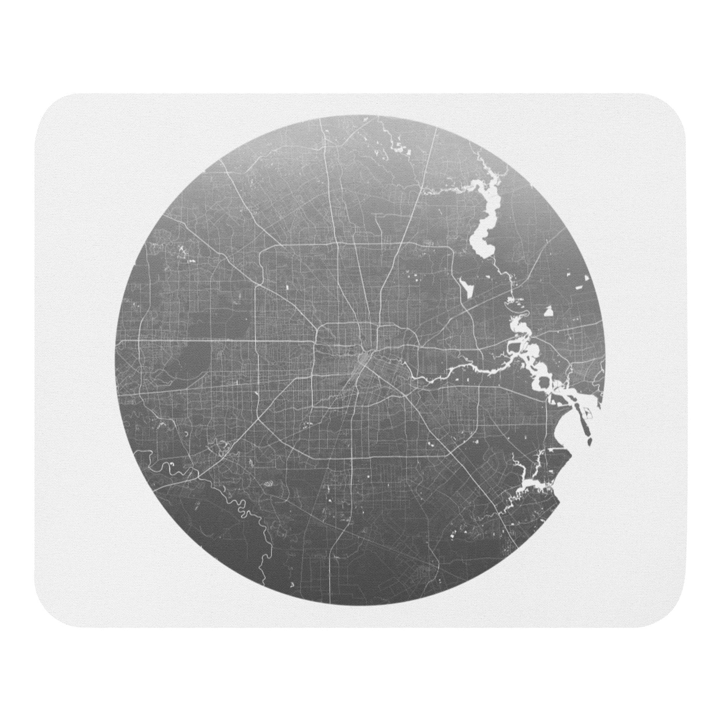 Houston Silver on White Map Mouse Pad