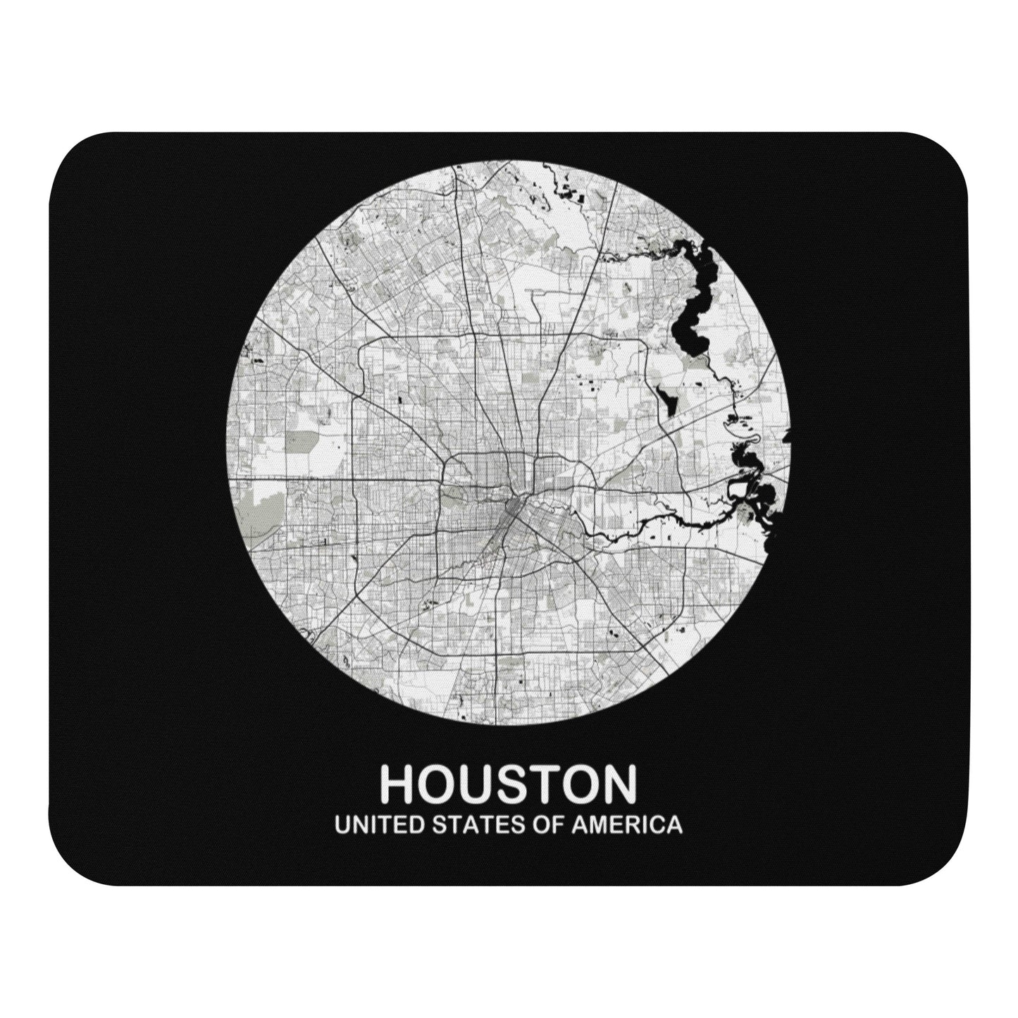 Houston Circular White Map Mouse Pad