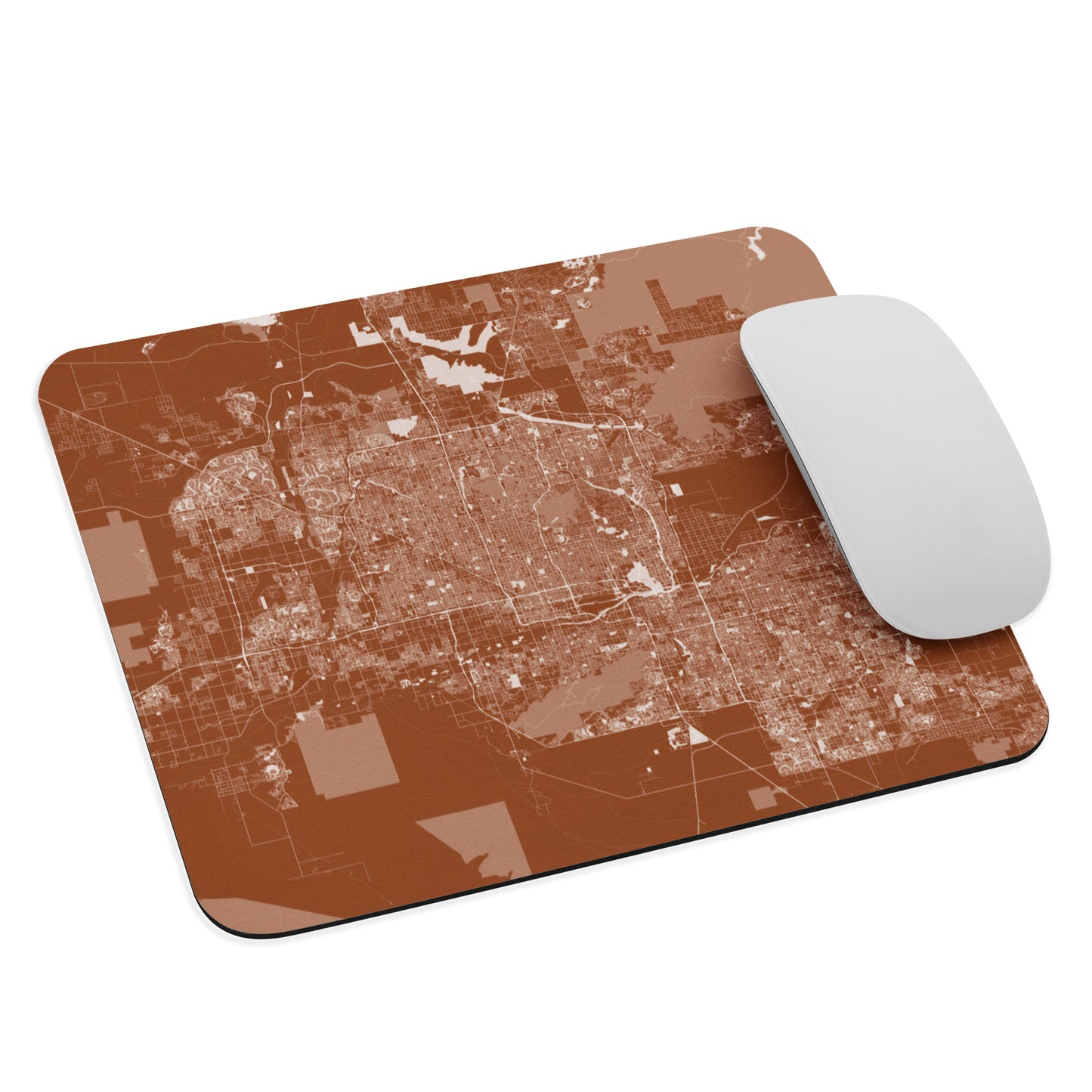 Phoenix Brown and White Map Mouse Pad