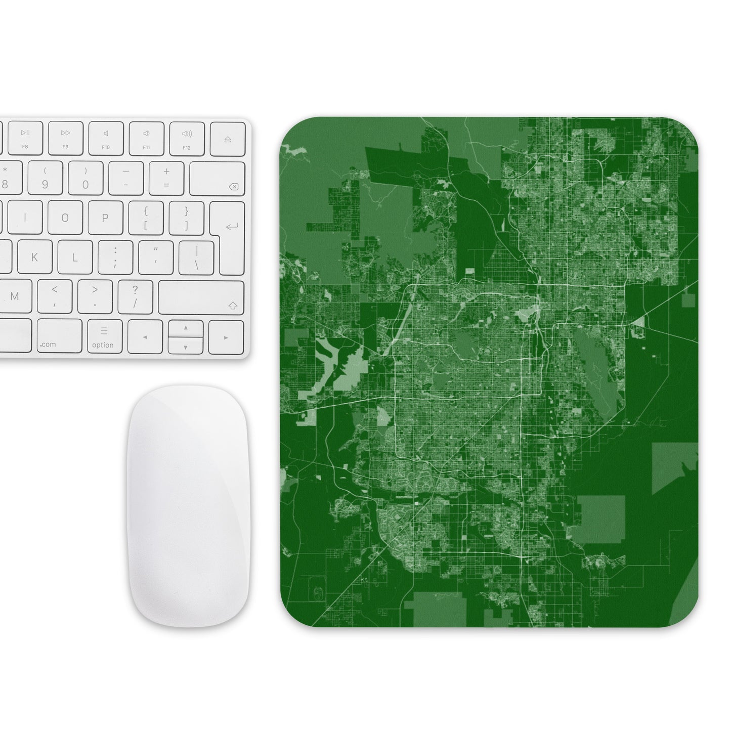 Phoenix Green and White Map Mouse Pad