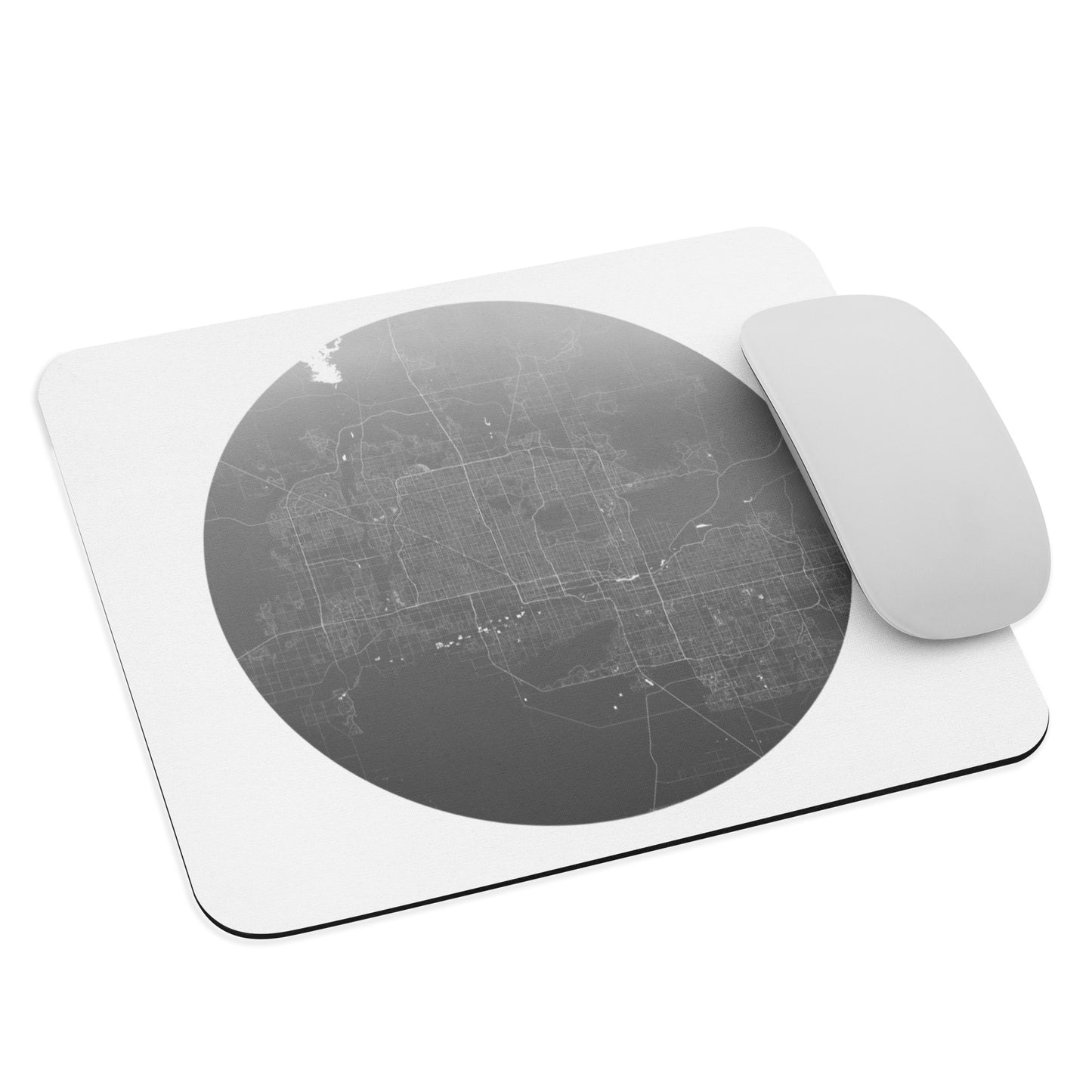 Phoenix Silver on White Map Mouse Pad