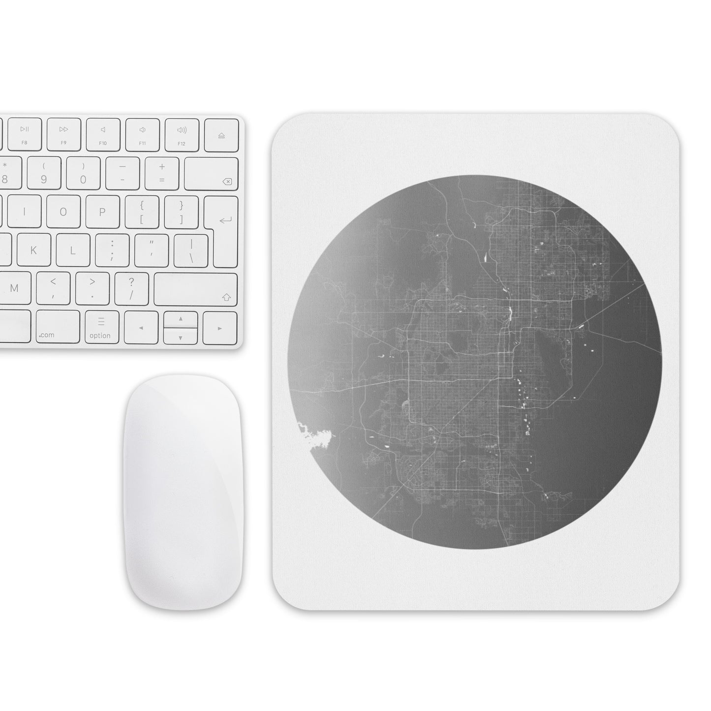 Phoenix Silver on White Map Mouse Pad