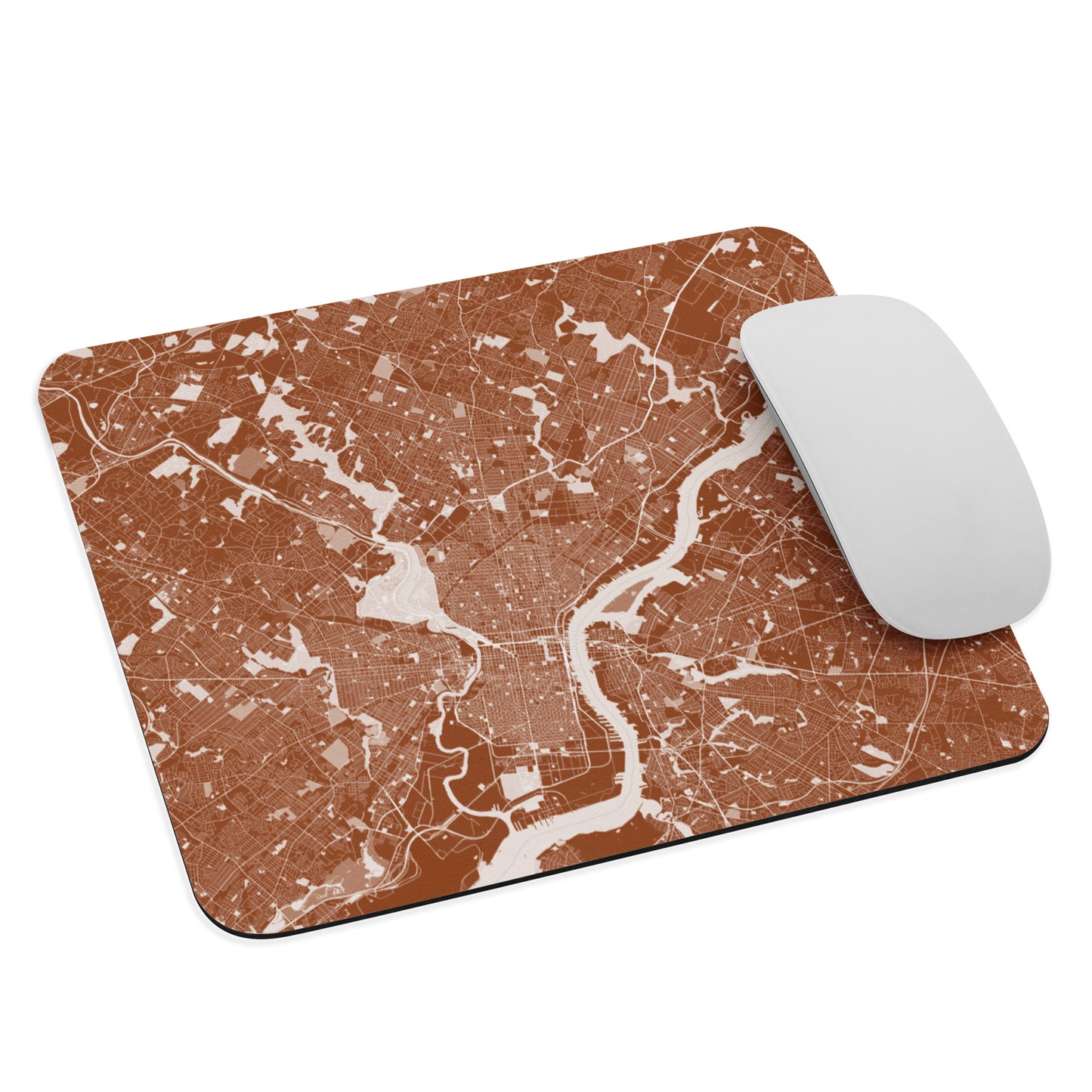 Philadelphia Brown and White Map Mouse Pad