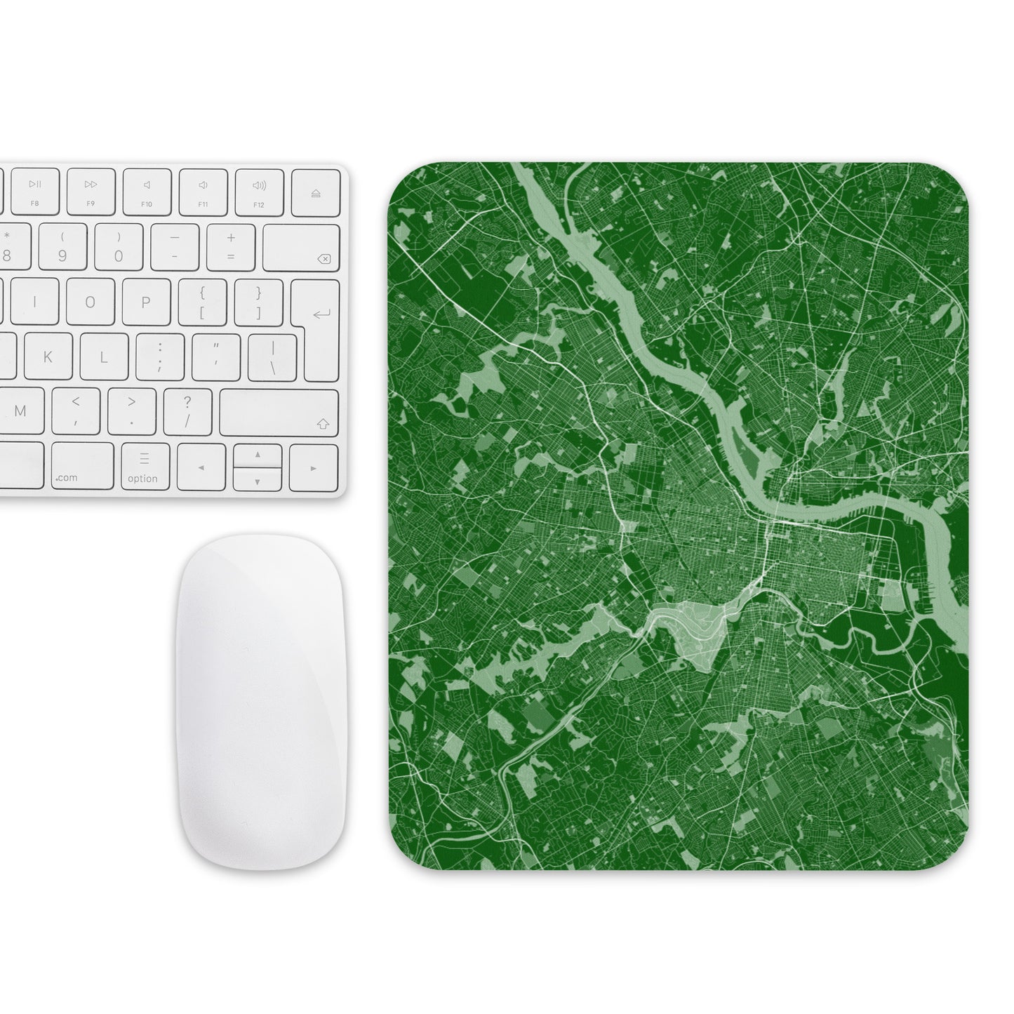 Philadelphia Green and White Map Mouse Pad