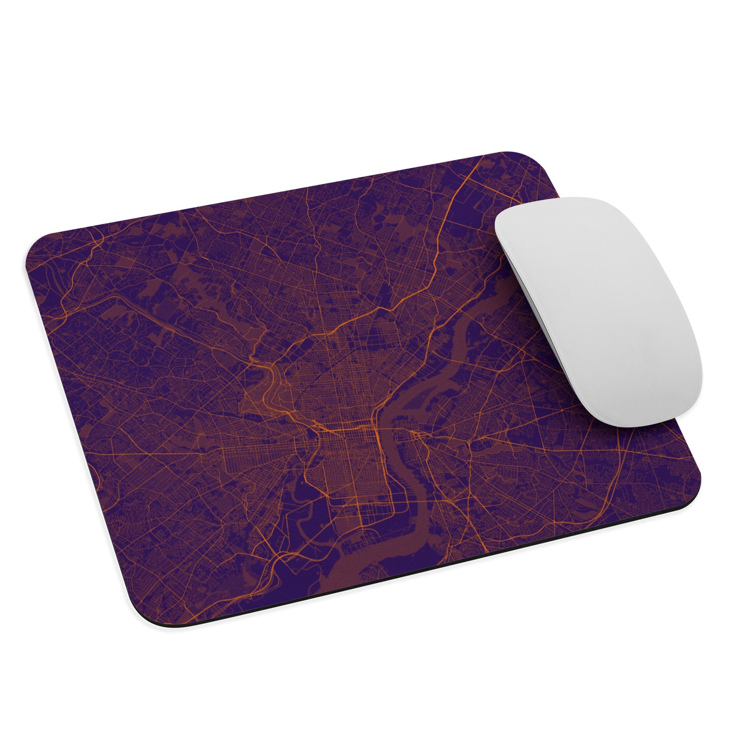 Philadelphia Purple and Orange Map Mouse Pad