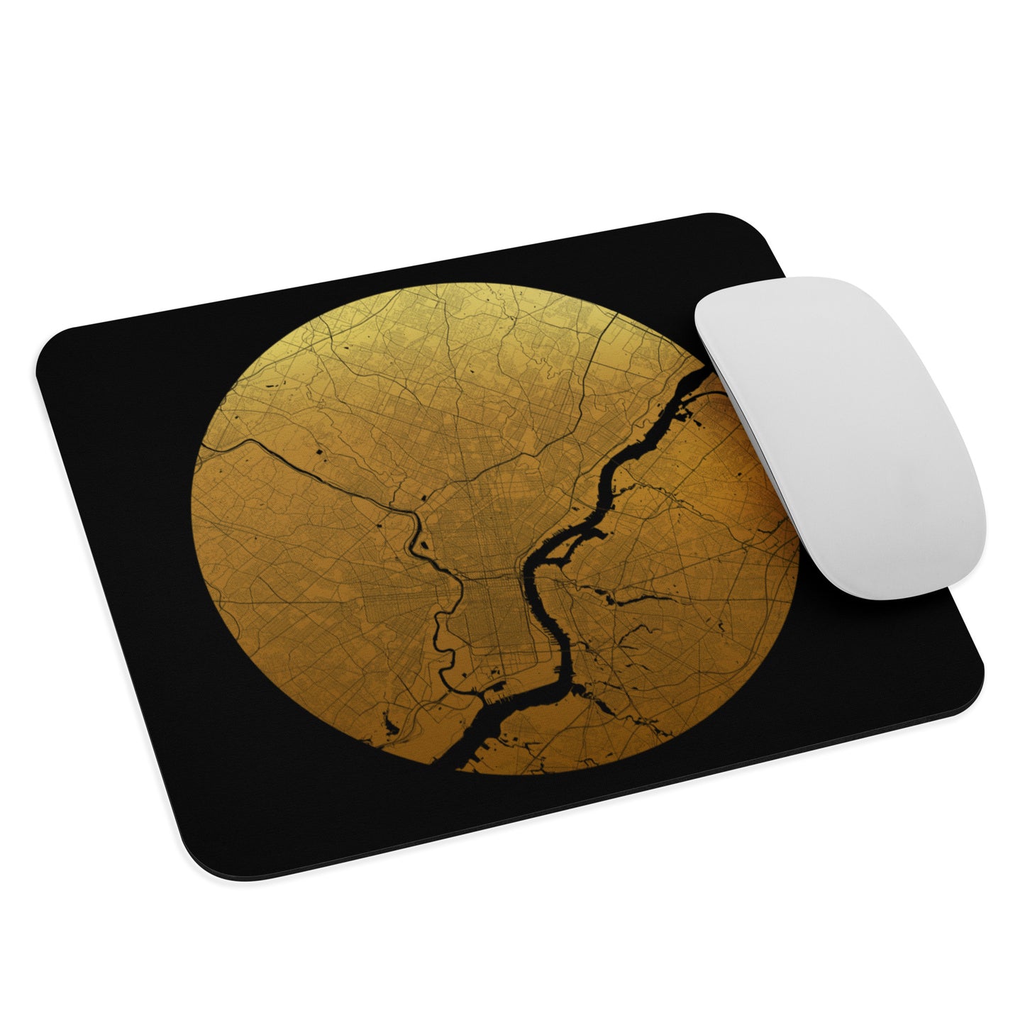 Philadelphia Gold on Black Map Mouse Pad