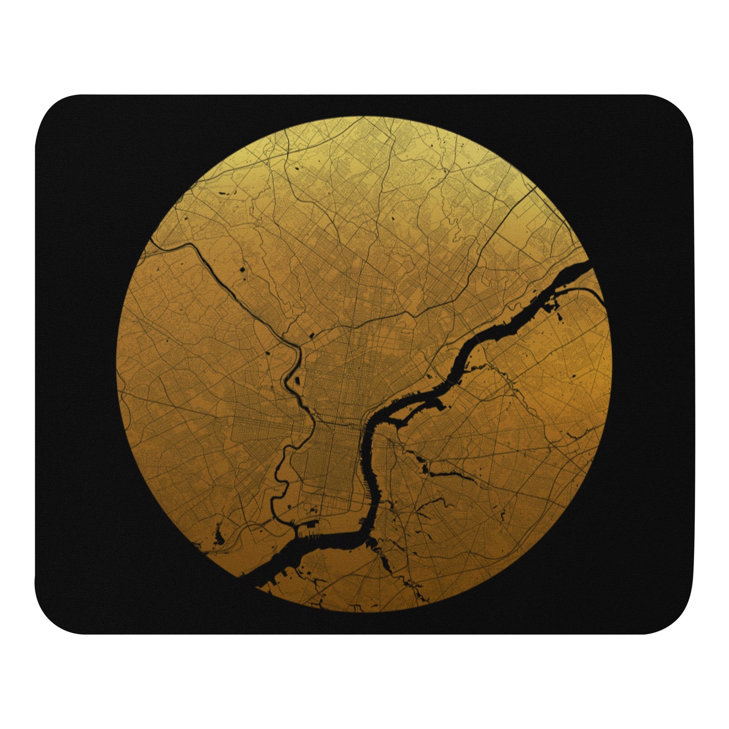 Philadelphia Gold on Black Map Mouse Pad