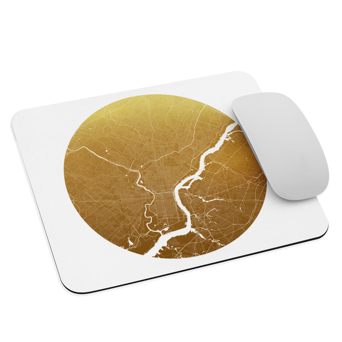 Philadelphia Gold on White Map Mouse Pad