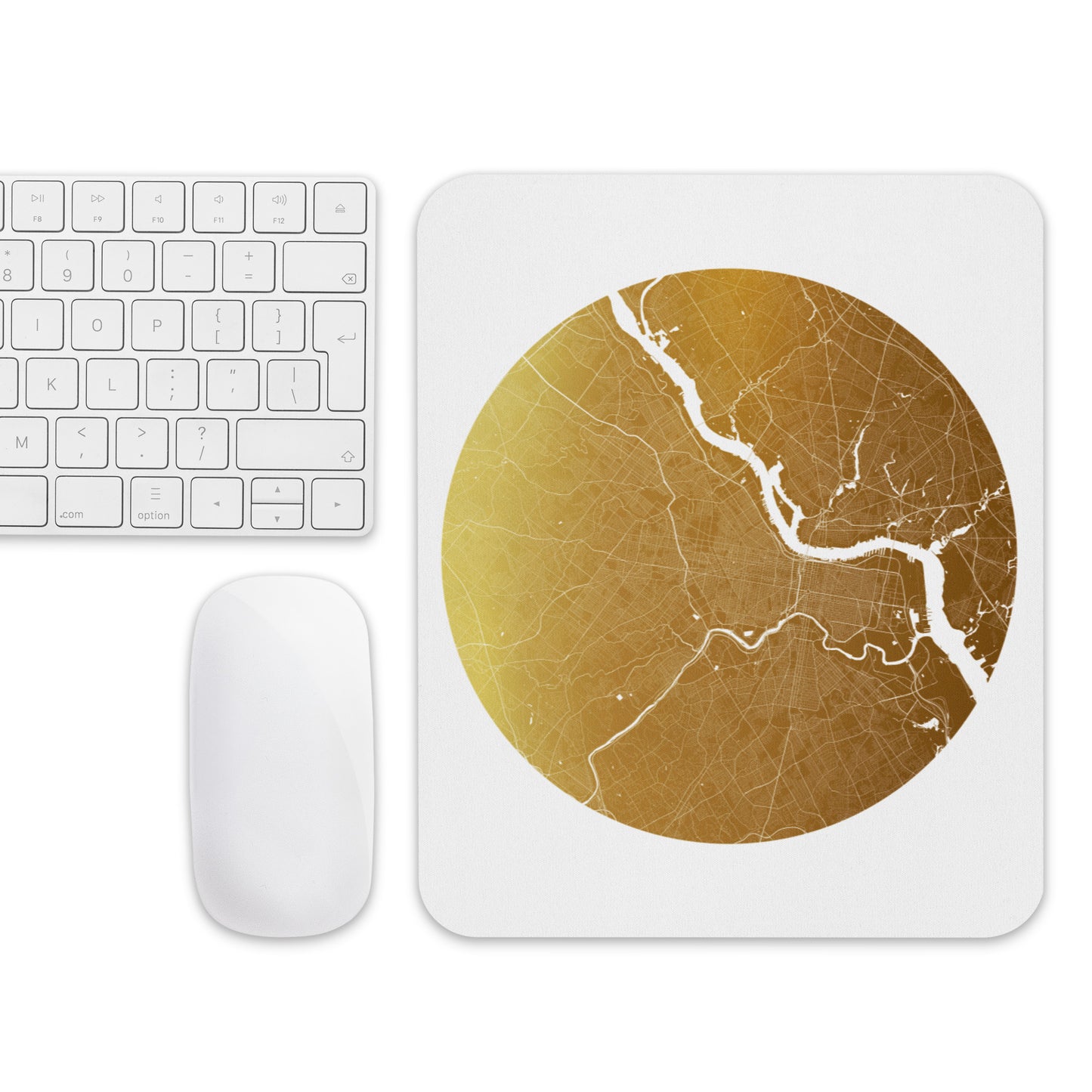 Philadelphia Gold on White Map Mouse Pad