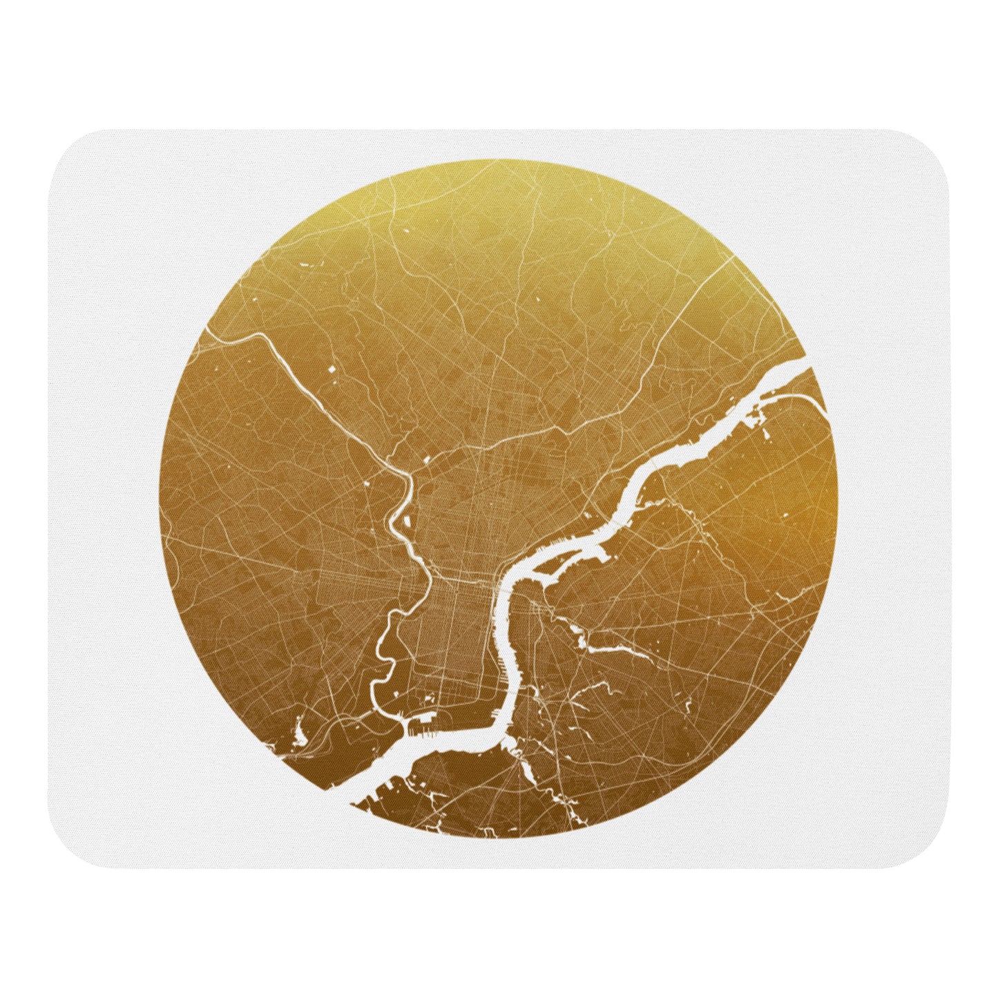 Philadelphia Gold on White Map Mouse Pad