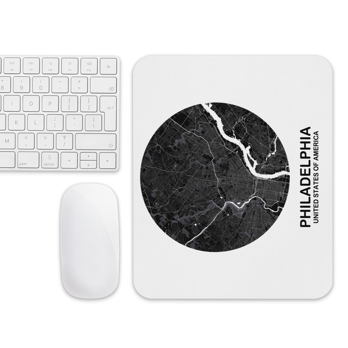 Philadelphia Circular Black Map Mouse Pad