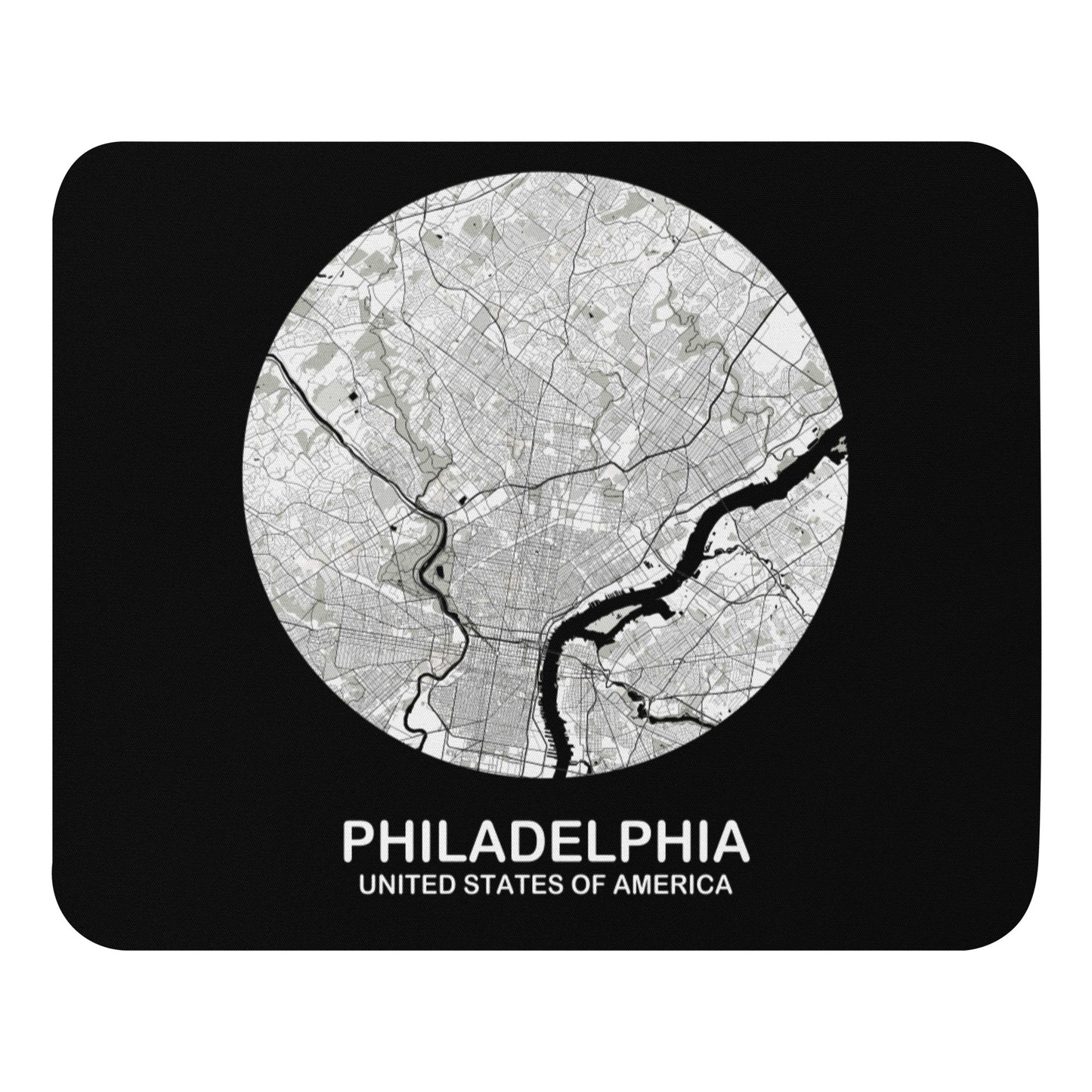 Philadelphia Circular White Map Mouse Pad