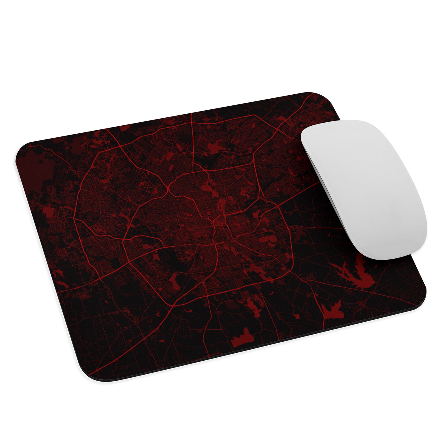 San Antonio Black and Red Map Mouse Pad