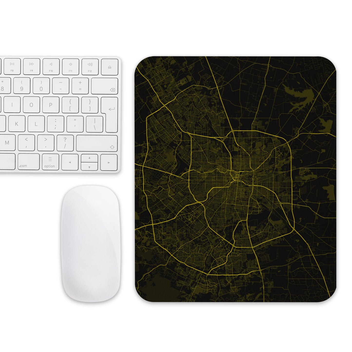 San Antonio Black and Yellow Map Mouse Pad